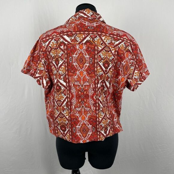 Rachel Zoe NWT Tribal Cropped 100% Linen Button Up Shirt - Women’s M - Picture 3 of 9
